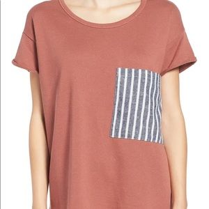 Chloe and Katie oversized tee with striped pocket